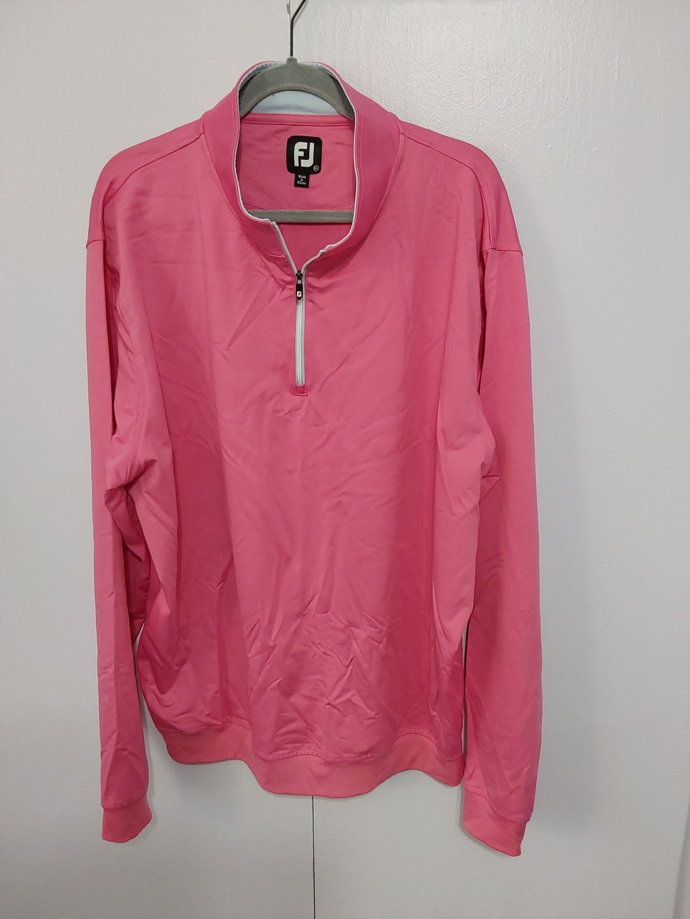 FootJoy Bright Pink Quarter-Zip Mock Neck Pullover
